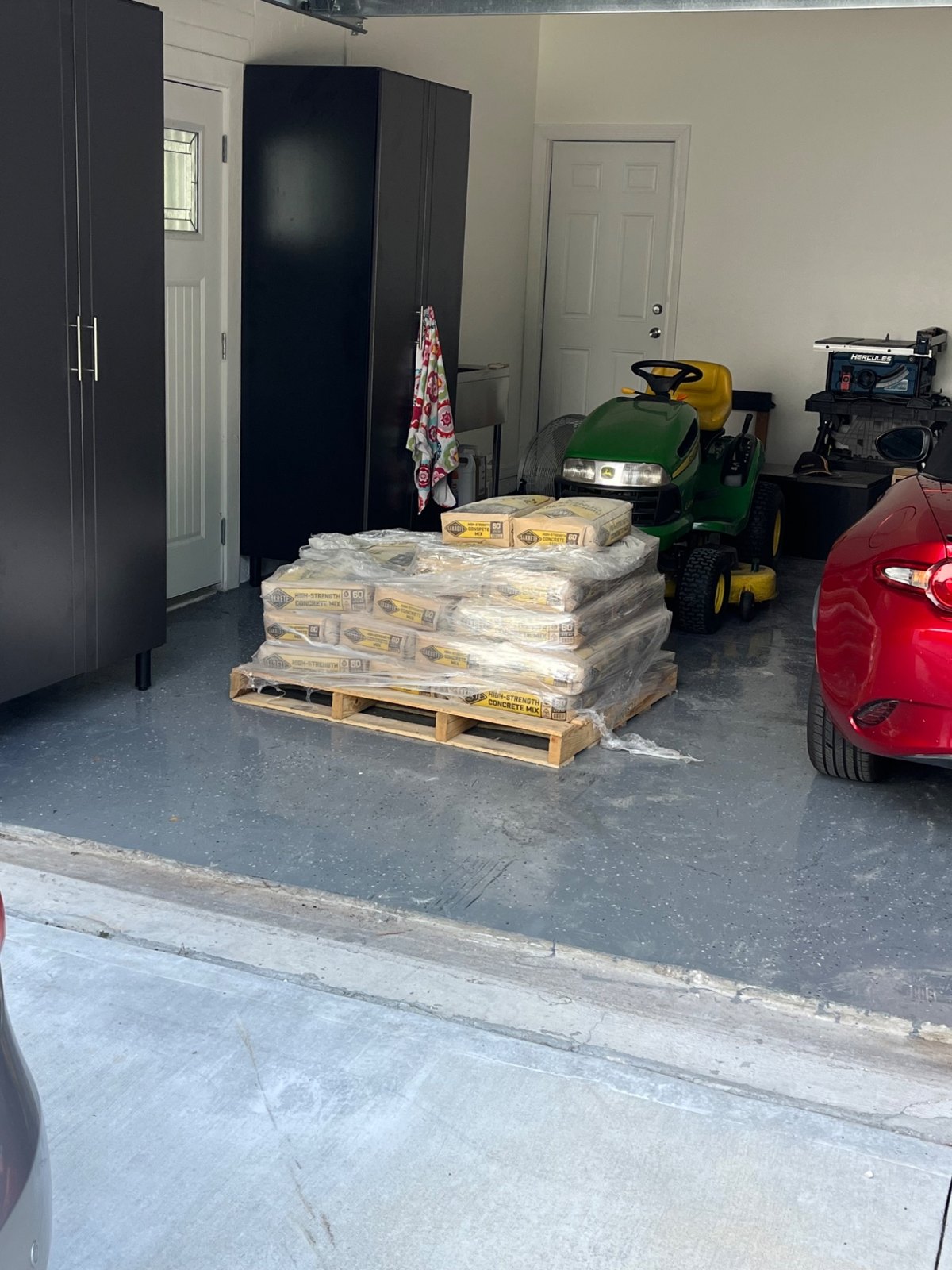 Palletized fence materials delivered to a home