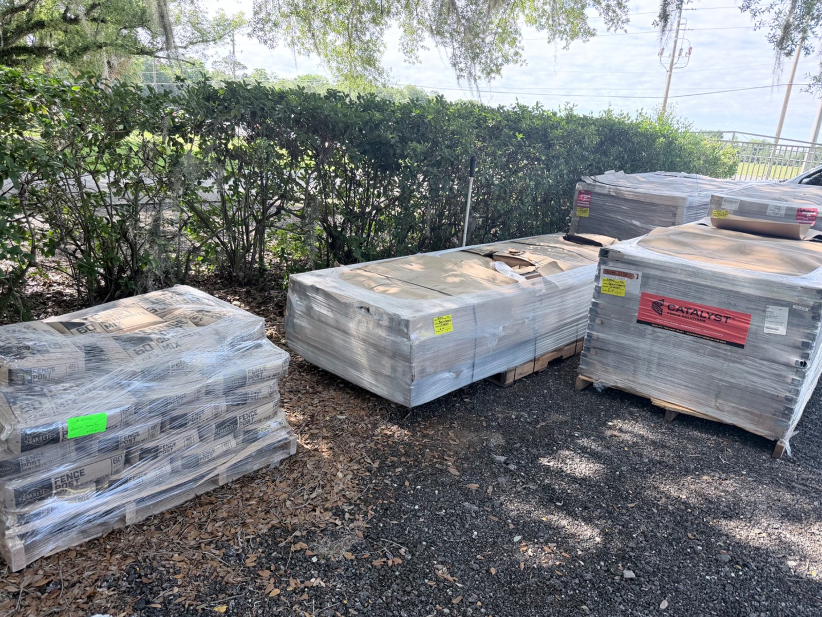 Packaged materials ready at a job site